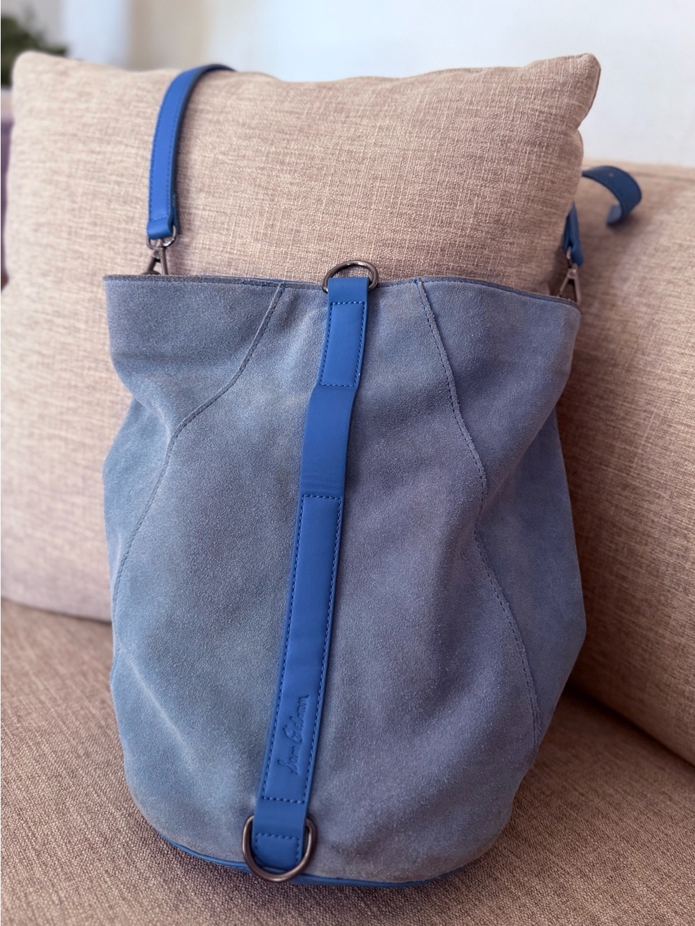 Sam Edelman Blue Suede Bucket Shoulder Bag - Women's Crossbody